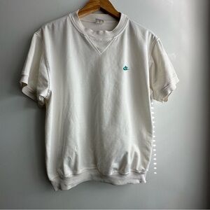 Rare Vintage Nike Short Sleeve Crewneck in White with Embroidered Teal Swoosh XL
